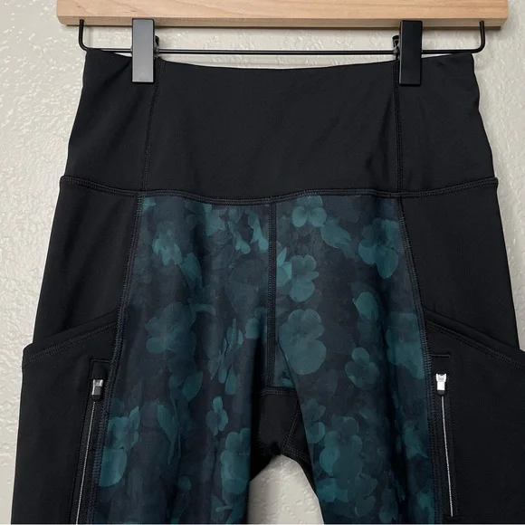 Athleta Frost High Traverse Tight Floral Leggings Black & Blue - Picture 4 of 11